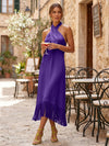 Satin Sheath Halter Cocktail Dresses with Tassels