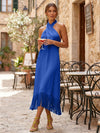 Satin Sheath Halter Cocktail Dresses with Tassels