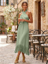 Satin Sheath Halter Cocktail Dresses with Tassels