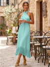 Satin Sheath Halter Cocktail Dresses with Tassels