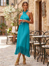 Satin Sheath Halter Cocktail Dresses with Tassels