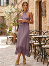 Satin Sheath Halter Cocktail Dresses with Tassels
