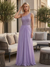Chiffon A-Line Asymmetric Neck Beaded Formal Dresses