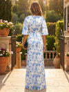 Satin Sheath Boat Neck  Floral Print Mother of the Bride Dresses