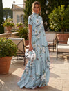 Chiffon A-Line High Neck Floral Print Formal Tent/ Trapeze Dresses