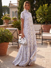 Chiffon A-Line High Neck Floral Print Formal Tent/ Trapeze Dresses
