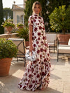 Chiffon A-Line High Neck Floral Print Formal Tent/ Trapeze Dresses