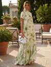 Chiffon A-Line High Neck Floral Print Formal Tent/ Trapeze Dresses