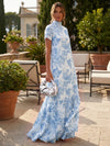 Chiffon A-Line High Neck Floral Print Formal Tent/ Trapeze Dresses
