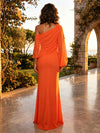 Chiffon Mermaid One Shoulder Formal Dresses with 3D Flowers