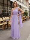 Chiffon A-Line One Shoulder Pleated Formal Dresses