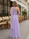 Chiffon A-Line One Shoulder Pleated Formal Dresses
