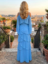Chiffon A-Line Off the Shoulder Tiered Formal Dresses