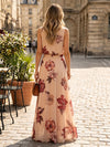 Chiffon A-Line V Neck Floral Print Formal Dresses