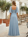 Chiffon A-Line Square Neck Beaded Formal Dresses