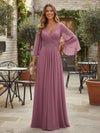 Chiffon A-Line V Neck Pleated Formal Dresses