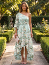 Chiffon High Low One Shoulder Pleated Formal Dresses