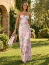 Satin Sheath Halter Pleated Formal Dresses