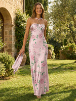 Satin Sheath Halter Pleated Formal Dresses
