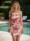 Jacquard Bodycon Strapless Formal Dresses with Bow
