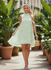 Chiffon A-Line High Neck Formal Dresses with 3D Flowers