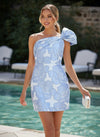 Jacquard Bodycon One Shoulder Pleated Formal Dresses