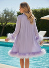 Chiffon A-Line High Neck Formal Dresses with Feathers