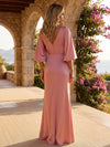 Satin Mermaid V Neck Formal Dresses with Pleated