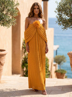 Chiffon Sheath Off the Shoulder Formal Dresses with Delicate Pleated