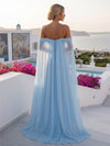 Chiffon A-Line Off the Shoulder Formal Dresses with Delicate Pleated