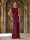 Jersey Mermaid Crew Neck Formal Dresses with 3D Flowers