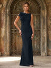 Jersey Mermaid Crew Neck Formal Dresses with 3D Flowers