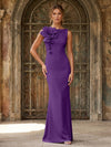 Jersey Mermaid Crew Neck Formal Dresses with 3D Flowers