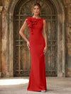 Jersey Mermaid Crew Neck Formal Dresses with 3D Flowers