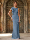Jersey Mermaid Crew Neck Formal Dresses with 3D Flowers