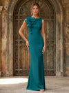 Jersey Mermaid Crew Neck Formal Dresses with 3D Flowers
