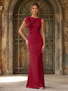 Jersey Mermaid Crew Neck Formal Dresses with 3D Flowers