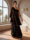 Chiffon A-Line One Shoulder Formal Tent/ Trapeze Dresses with 3D Flowers