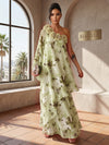 Chiffon A-Line One Shoulder Formal Tent/ Trapeze Dresses with 3D Flowers