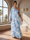 Chiffon A-Line One Shoulder Formal Tent/ Trapeze Dresses with 3D Flowers