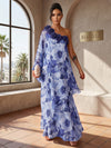 Chiffon A-Line One Shoulder Formal Tent/ Trapeze Dresses with 3D Flowers