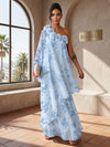 Chiffon A-Line One Shoulder Formal Tent/ Trapeze Dresses with 3D Flowers