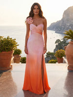 Satin Mermaid One Shoulder Formal Dresses with Pleated