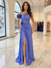 Chiffon Mermaid One Shoulder Formal Dresses with Delicate Pleated