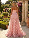Tulle A-Line Strapless Formal Dresses with 3D Butterflys