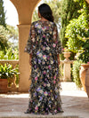 Tulle A-Line V Neck Formal Dresses with 3D Flowers