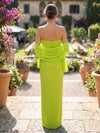 Jersey Sheath Strapless Formal Dresses with Shawl