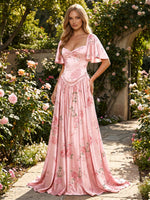 Satin A-Line Sweetheart Formal Dresses with Delicate Pleated