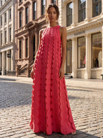 Jersey A-Line Crew Neck Formal Dresses with Disc Rows