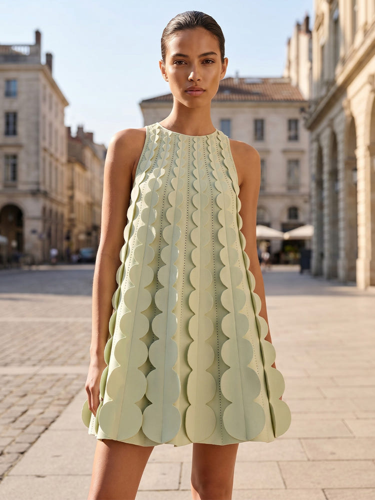 Jersey A-Line Crew Neck Formal Dresses with Disc Rows